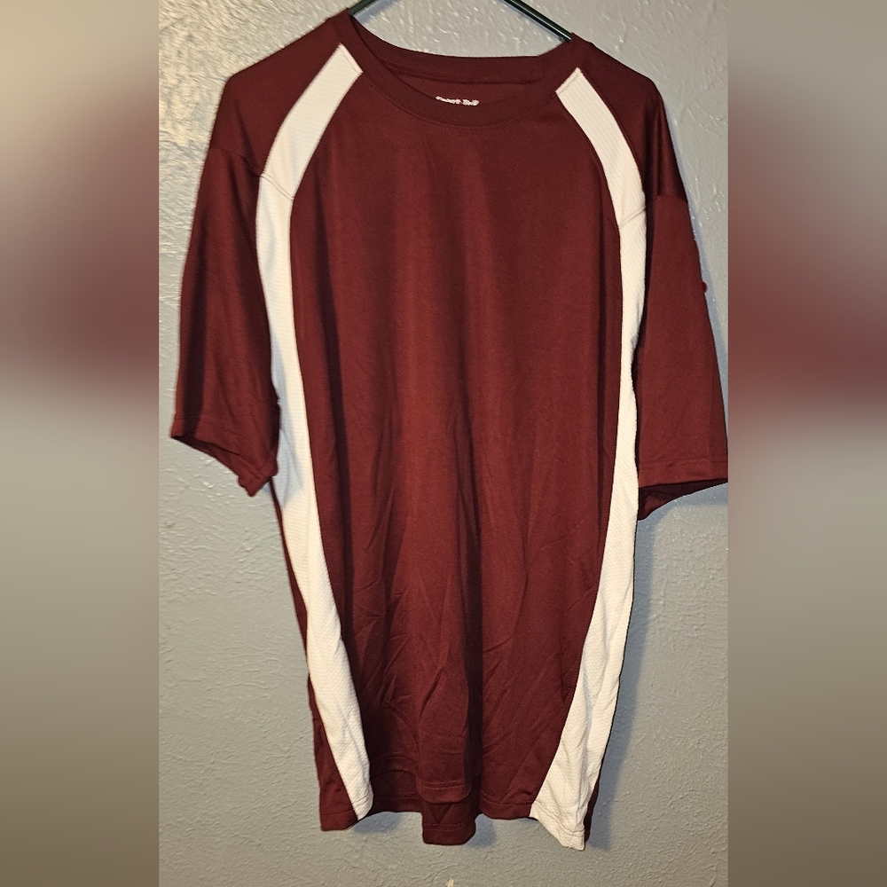 Men's Maroon and White Athletic Shirt